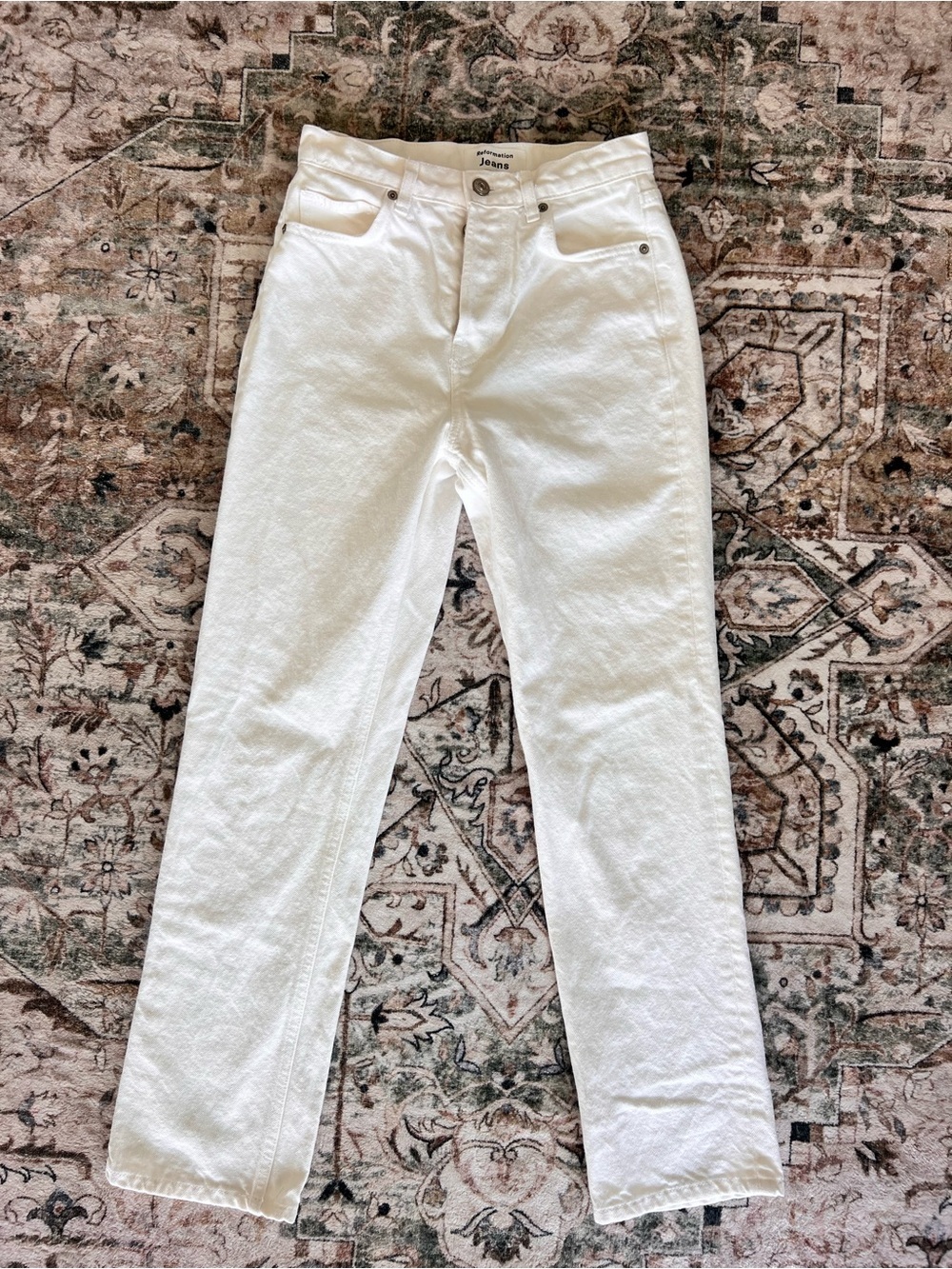 Reformation White Straight-Leg Jeans